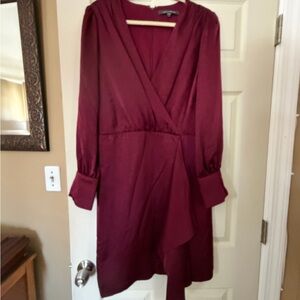 Julia Jordan Deep Red Long Sleeve Dress